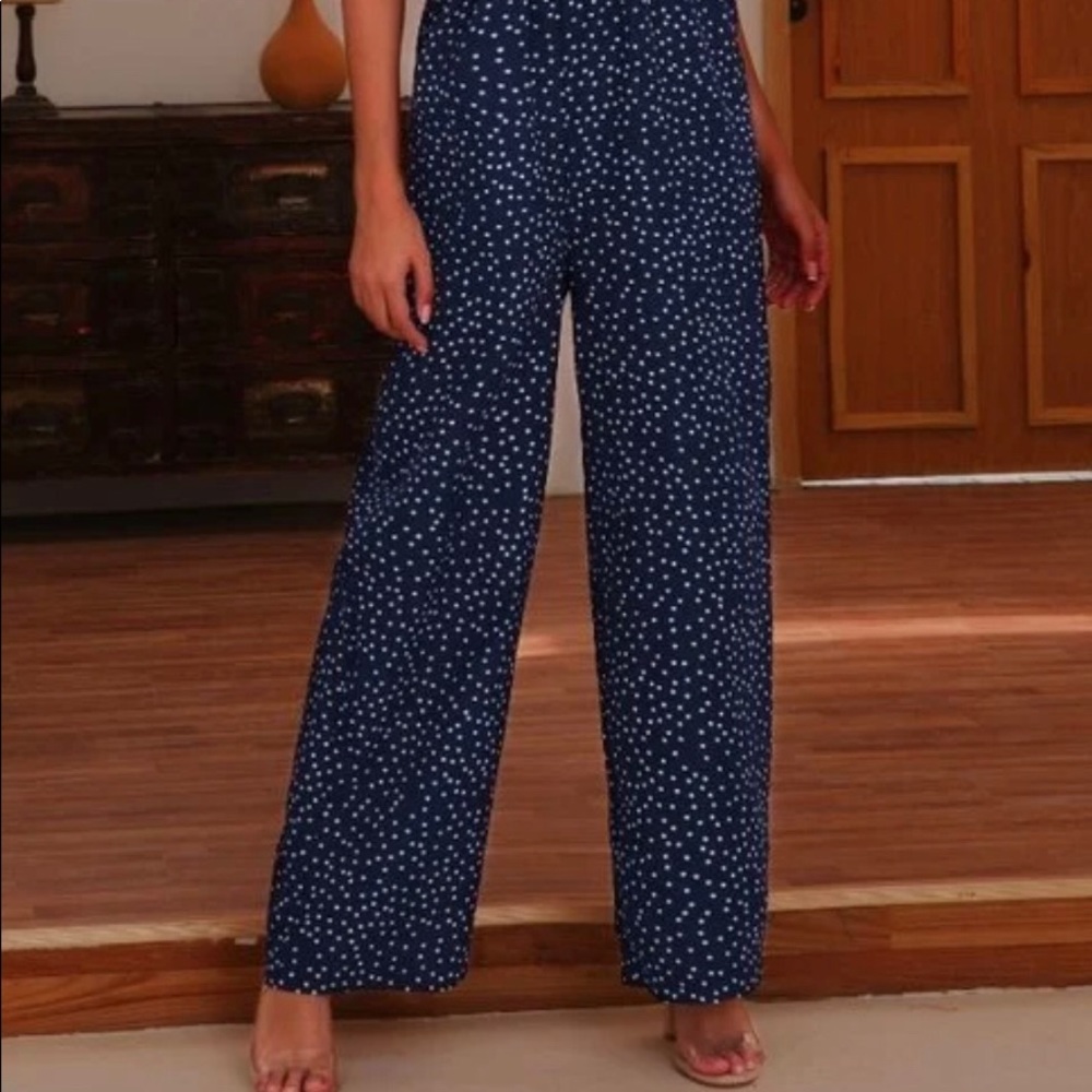 NWT! Boutique Navy Spaghetti Strap Jumpsuit. - Picture 3 of 3